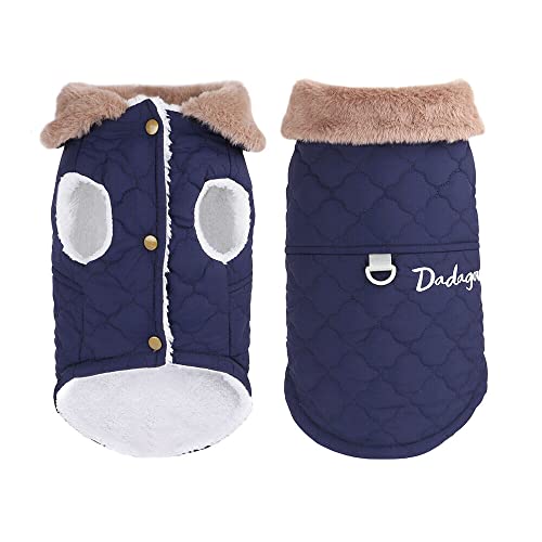 Hundemantel Winter,Hundemantel für Hunde,Wasserdichter Hundemantel,Warm Hunde Winterjacke,Weicher Fleece Hundemantel mit D-Ring, Hundewintermantel für Kleine,Mittlere und Große Hunde(S, Marineblau) von MOTTDAM