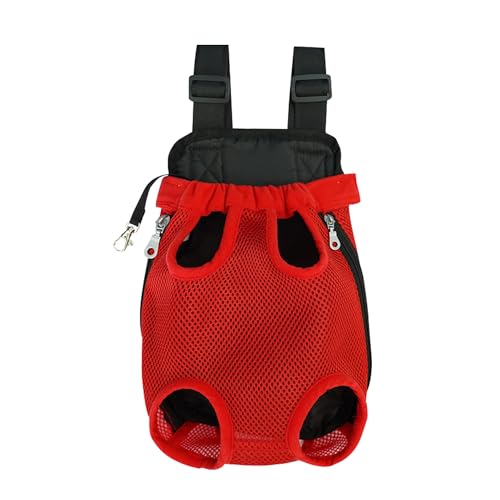 Katzen-Tragetasche, tragbare Brusttasche, verstellbare Haustier-Fronttrage, Handreisetasche, befreit Gliedmaßen, geeignet für Outdoor-Camping, Reisen (Rot, L) von MOTTDAM