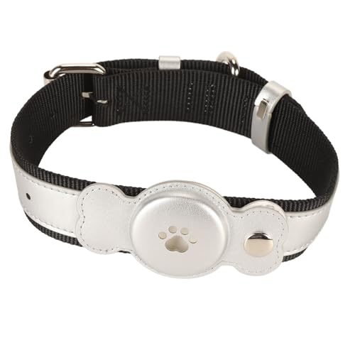 Hundehalsband, Verstellbare Hundehalsbänder, Wasserdicht, Leicht, Langlebig, Bequem, Stilvoll, Hundehalsband aus Leder für Kleine, Mittelgroße und Große Hunde (Silber) von MOTUZP