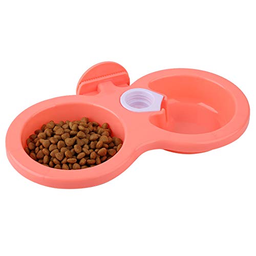 MOTUZP Haustier-Durable-Napf, Käfignapf, Welpen-Doppelnapf, Haustier-Katze, Hund, Welpe, Doppelnapf, Hängender Futter-Wasser-Futterspender für Kistenkäfig, Kleines (Rosa) von MOTUZP