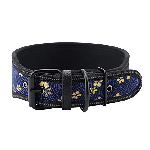 MOTUZP Hundehalsband mit Reflektierender Schnalle, Bequemes Hundehalsband aus Nylon, Verstellbares Haustierhalsband mit Weicher Polsterung für Mittelgroße und Große Hunde (marineblauer von MOTUZP