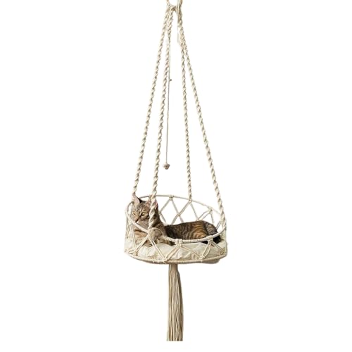 MOTUZP Katzenhängematte, Hängehängematte für Katzen, Weich, Atmungsaktiv, Haustierkäfig-Hängematte, Weiche Schlafhängematte für Katzen, Zum Aufhängen, Boho-Kätzchen, Schaukelbett für von MOTUZP