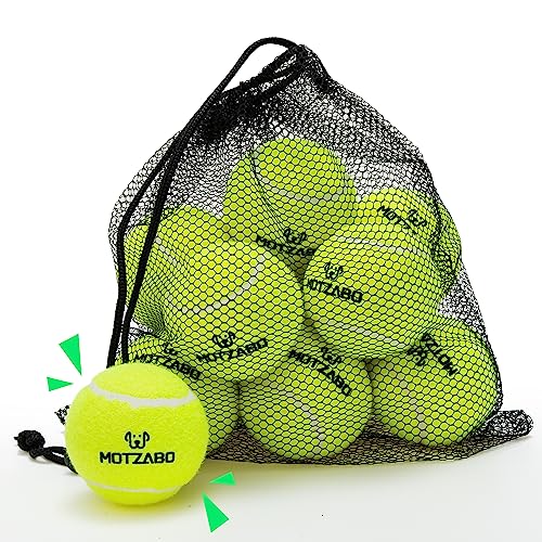 MOTZABO Hunde-Tennisbälle – 12 Stück 6,3 cm quietschende interaktive Hundespielzeuge Bälle für kleine, mittelgroße und große Hunde – Bounce Gummi-Hundespielzeug für Training, Spielen, Apportieren von MOTZABO