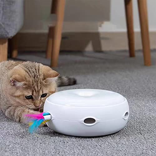 MOUMOUTEN Elektrischer Katzen-Drehteller – Katzenfeder-Drehteller, interaktives intelligentes elektrisches Katzenspielzeug, reduziert Einsamkeit, Langeweile, DREI Modi von MOUMOUTEN