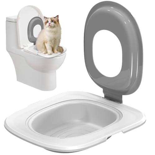 Cat Toilet Trainer Kit Abnehmbarer Katzen-Toilettentrainer tragbares Toilettentraining für Katzen wiederverwendbares Katzentraining-Kit Anti-Rutsch-Katzentrainer Katzentrainer für Haustierpflege von MOUNTTU