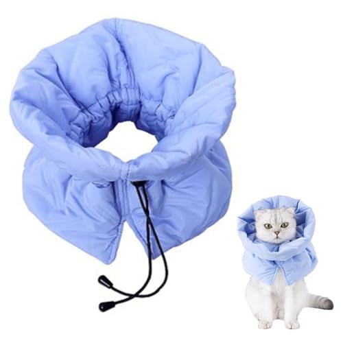 Kegel für Katzen, einstellbare warme weiche Katzenkegel Anti-Kratzer-Stop-Stop-Licking Folding Cat Recovery Collar Wiederverwendbare Kätzchenkegel Blau M. von MOUNTTU