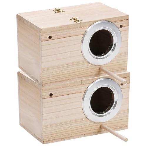 MOUNTTU SALAKEET Nesting Box 2PCS 8x5x5 hölzerne Cockatiel -Nistkiste mit Tür, Barsch und offenbarem Deckel Natural Sturdy Bird House für Käfig von MOUNTTU