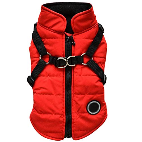 MOVAWAKY , winddichter Haustiermantel Winterwarmer Hundemantel für kleine, mittelgroße und große Hunde Hundewintermantel (1-Red, M) von MOVAWAKY