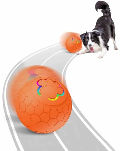 Interaktives Spielzeug für Katzen und Hunde, Gehäuse waschbar, 2 Modi, interaktives Spielzeug, LED-Kugel, 360 °, mit USB-C-Ladung, für Kätzchen, Welpen, drinnen und draußen, Spielen von MOXTOYU