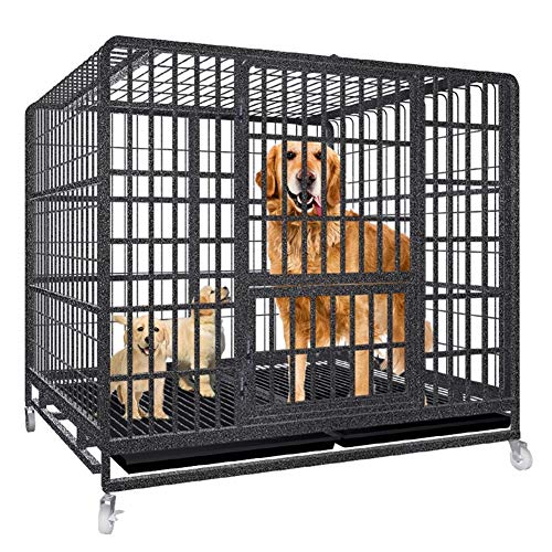 Hundekäfig, robuste Haustierkiste, Haustierzwinger aus Metall, faltbar, Oberlicht-Design, geeignet für große, mittelgroße und kleine Hunde (126 x 94 x 110 cm) von MPFYRCOJ