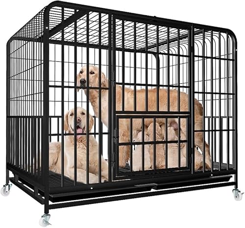 Hundekäfige aus Stahl für den Innen- und Außenbereich, Faltbare Transportkäfige für Haustiere, Katzen- und Hundekisten, geeignet für mittelgroße und große Haustiere (110 x 73 x 95 cm) von MPFYRCOJ