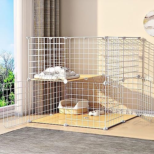 Katzenkäfig, DIY-Katzenlaufstall, zusammenklappbarer Haustierkäfig, Drahtzwinger, leicht zusammenzubauende Katzenzucht, geeignet für Welpen, Kätzchen, Meerschweinchen, Frettchen, Chinchillas von MPFYRCOJ