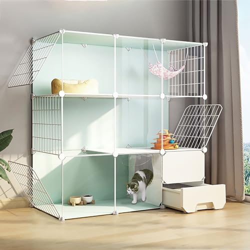 Katzenkäfig für den Innenbereich, Katzengehege, DIY-Katzenlaufstall, Katzenhütte, abnehmbares Katzenhaus, Katzenzucht, kann frei zusammengebaut werden, Haustierkäfig für Kaninchen, Meerschwe von MPFYRCOJ