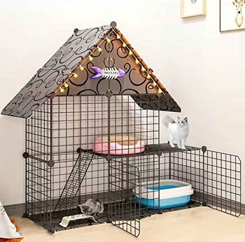 Katzenkäfige für den Innenbereich, groß, mit Dach, Katzenzucht mit großem Platz, abnehmbares Katzenhaus, Schwarz – 111 x 39 x 110/111 x 75 x 146/111 x 111 x 146/B/111 x 39 x 110 von MPFYRCOJ