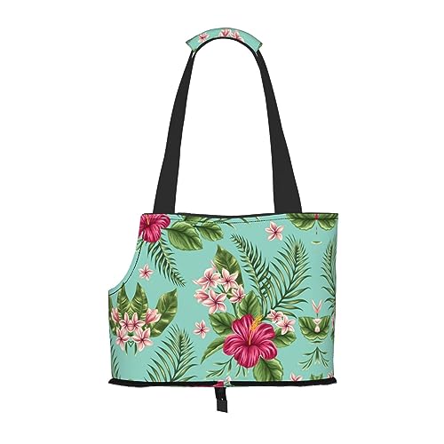 Mqgmz Haustier-Reisetasche mit tropischen Blättern und Blumen, Hawaii-Design, für Welpen, Katzen von MQGMZ