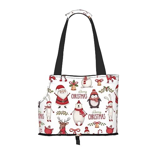 Mqgmz Haustier-Reisetasche und Taschensicher für Welpen, Katzen, Weihnachtsmann-Druck von MQGMZ