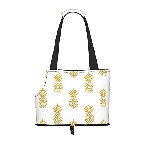 Mqgmz Reise-Tragetasche und Tasche mit goldenem Ananas-Hintergrund, für Welpen, Katzen, von MQGMZ