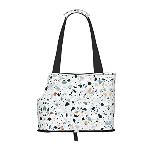 Mqgmz Terrazzo Haustier-Reisetasche und Taschensicher für Welpen, Katzen, Marmor, Pastell-Druck, von MQGMZ