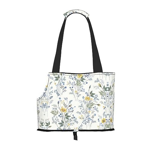 Mqgmz Tragetasche und Tasche für Welpen, Katzen, Blumenmuster, Rosenmuster, Blau von MQGMZ