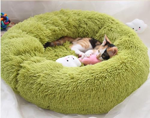 MQXDNFDC Deluxe-Haustierbett für Katzen und Hunde, warmes Plüsch-Donut-Hundebett, Kuschelhütte, weiches Welpen-Sofa, Katzenkissen, Nest, abnehmbarer Schlafsack, L-Pink (Grün, 110 x 110 cm) von MQXDNFDC