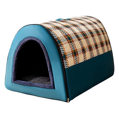 MQXDNFDC Hundehütte für den Innenbereich, faltbares Katzenhaus für draußen, Hundehütte, warme Hundehütte, faltbare Hundehütte, Welpenhöhle, Sofa, Schlafnest, Bett für Hunde und Katzen, Winter (blau) von MQXDNFDC