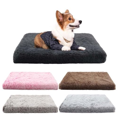 MQXDNFDC Plüsch-Kissen-Matratze, Haustier-Komfortmatte, weiche, warme Hundematte, waschbares Bettkissen für kleine und mittelgroße Hunde, Matte mit rutschfester Unterseite, Schwarz, M (Rosa, L) von MQXDNFDC