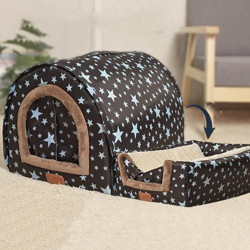 MQXDNFDC Weiches, warmes Hundebett, 2-in-1, Katzen-/Hundehütte, bequemes beheiztes Kissen, waschbarer Schlafkorb, Haustierbett, wasserdicht, Stil 5,90 x 65 x 70 cm von MQXDNFDC