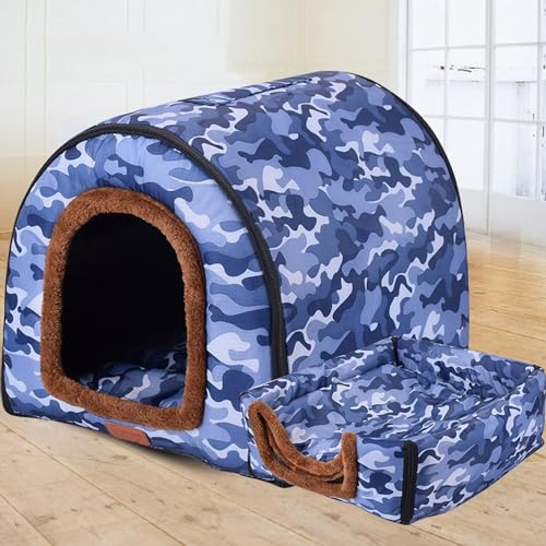 MQXDNFDC Weiches, warmes Hundehöhlenbett, 2-in-1, Katzen-/Hundehütte, bequemes beheiztes Kissen, waschbarer Schlafkorb, Haustierbett, wasserdicht, Stil 2, 105 x 80 x 75 cm von MQXDNFDC