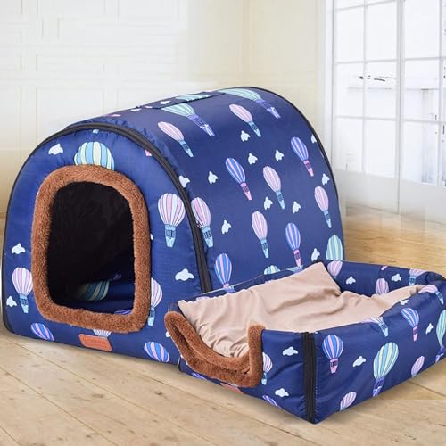 MQXDNFDC Weiches, warmes Hundehöhlenbett, 2-in-1, Katzen-/Hundehütte, bequemes beheiztes Kissen, waschbarer Schlafkorb, Haustierbett, wasserdicht, Stil 3,45 x 35 x 35 cm von MQXDNFDC