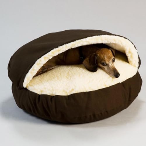 MQXDNFDC Weiches 2-in-1-Schlafbett für Hunde und Katzen, warmes Plüsch-Zeltbett, halbgeschlossenes Katzen-/Hundebett, Haustierkissen, Anti-Angst, beruhigendes Bett (Braun, 64 x 10 cm) von MQXDNFDC