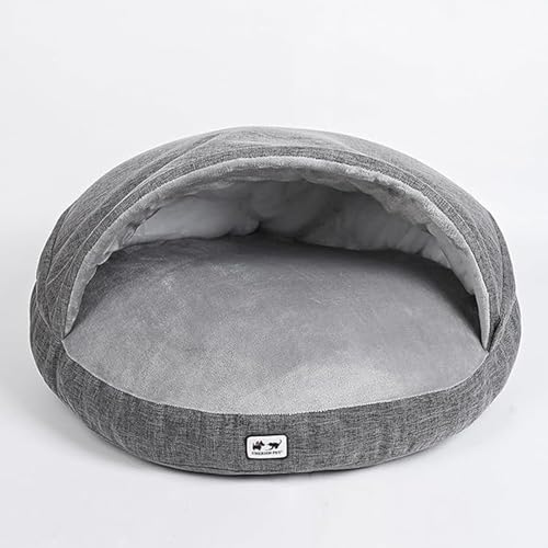 MQXDNFDC Weiches 2-in-1-Schlafbett für Hunde und Katzen, warmes Plüsch-Zeltbett, halbgeschlossenes Katzen-Hundebett, Haustierkissen, Anti-Angst, beruhigendes Bett (Grau, 89 x 10 cm) von MQXDNFDC