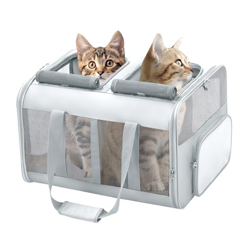 MR.BLACAT Katzentransportbox für 2 Katzen,Katzen Transporttasche für 2 Katzen,Katzentransportbox Große für 2 Katzen,Haustiertransportbox für 2 Katzen, 53L x 44B x 33H cm von MR.BLACAT