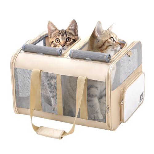 MR.BLACAT Katzentransportbox für 2 Katzen,Katzen Transporttasche für 2 Katzen,Katzentransportbox Große für 2 Katzen,53L x 44B x 33H cm von MR.BLACAT