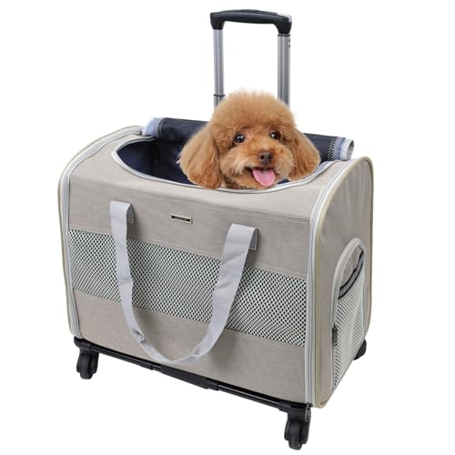 MR.BLACAT Hundetransportbox mit Rollen Kleine Hunde bis 10 KG Ideal für Chihuahua Schnauzer, Hundetasche mit Rollen für Chihuahua, Hunde Trolley ür Schnauzer von MR.BLACAT