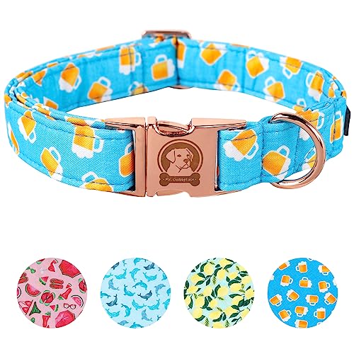 MR. CHUBBYFACE Frühling Sommer Hundehalsband Niedlich Blau Bier Hundehalsband Mädchen Junge Hundehalsband für Kleine Mittelgroß Große Hunde von MR.CHUBBYFACE