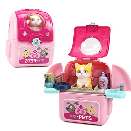 Pet Care Kit, Spielset für, Pflegespielzeug für mit Welpen oder Kätzchenpuppe, ABS-Material, Rollenspielspiel (Rose) von MRSTORY