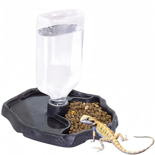 MRTIOO 2-in-1 Terrarium-Tank Reptilienfutter Futterspender 480 ml Wasserspender Automatischer Wasserspender Bewässerungszubehör für Geckos Eidechsen Schildkröte Bartagamen - A von MRTIOO