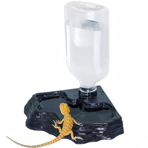 MRTIOO Terrarium-Tank, Reptilien-Futterspender, Wasserspender, automatischer Wasserspender, Bewässerungszubehör, für Geckos, Eidechsen, Schildkröten, Bartdrachen, 482 ml von MRTIOO