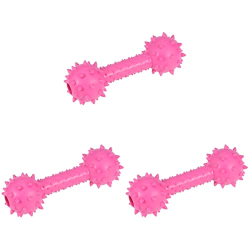 MRXFN 3pcs Katze mit Langhantel Backenzahn Haustiertraining Spielzeug Gummiprodukte Sound Hundezubehör Rosy Bells Interaktives Kauzubehör Stachelig (Color : Rosyx3pcs, Size : Sizs 1x3pcs) von MRXFN