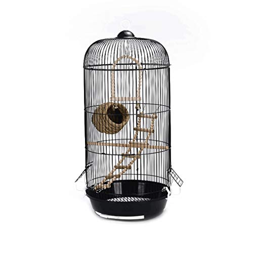 Vogelkäfig Vogelkäfig, großer Metall-Vogelkäfig, einfache europäische, runde Haustier-Vogelvilla, Indoor-Outdoor-Vogel-Hängekäfig, Zuhause for Sittiche von MRXFN