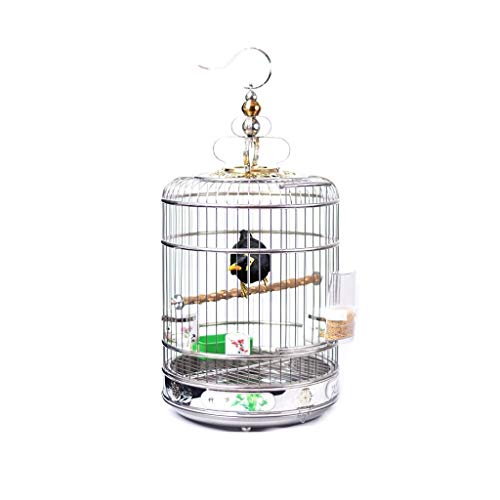 Vogelkäfig Vogelkäfig Edelstahl Vogelkäfig Badekäfig Runder Ziervogelkäfig mit gemaltem Muster Bodenhöhe Erhöhung for Lovebirds Finken Papageienvogelkäfig ( Size : XL ) von MRXFN