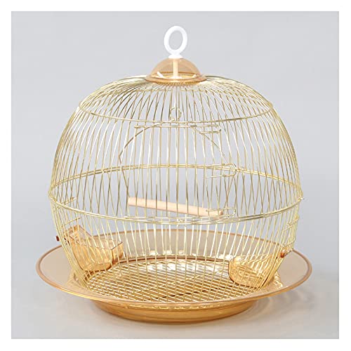 Vogelkäfig Vogelkäfig Pfingstrose Papageienkäfig Runder Vogelkäfig Metallkäfig Zierkäfig Eisen Gold Galvanisierungsprozess Haustierkäfig 38 × 38 cm for Lovebirds Finken Parrotlet Vogelkäfig ( Color : von MRXFN