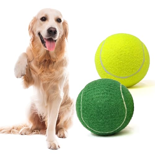 MRYCZ FYRHD Tennisball-Hundespielzeug, 2 Stück, riesig, 10,2 cm, langlebiger und sicherer Apportier-Tennisball für Hunde mit Netztasche, große Hunde-Tennisbälle, perfekt für interaktives Spielen im von MRYCZ FYRHD