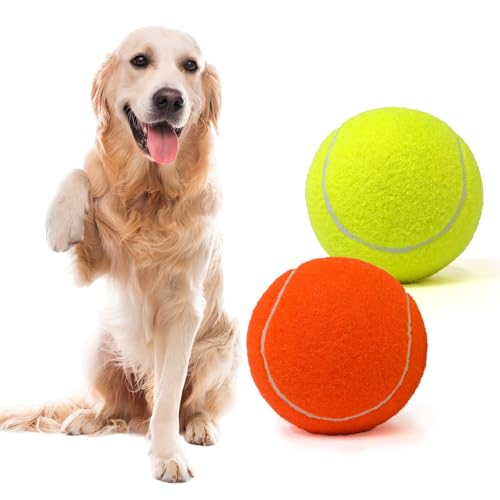 MRYCZ FYRHD Tennisball-Hundespielzeug, 2 Stück, riesig, 10,2 cm, langlebiger und sicherer Apportier-Tennisball für Hunde mit Netztasche, große Hunde-Tennisbälle, perfekt für interaktives Spielen im von MRYCZ FYRHD