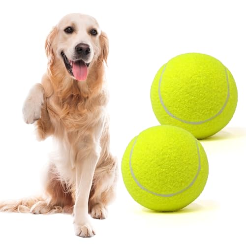 MRYCZ FYRHD Tennisball-Hundespielzeug, 2 Stück, riesig, 10,2 cm, langlebiger und sicherer Apportier-Tennisball für Hunde mit Netztasche, große Hunde-Tennisbälle, perfekt für interaktives Spielen im von MRYCZ FYRHD