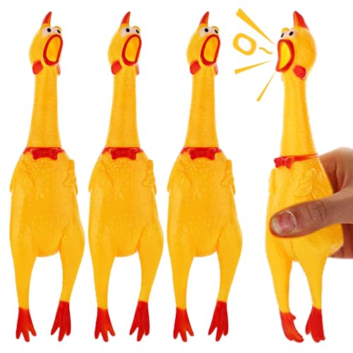 MSPEBEC Gummihuhn, schreiendes Huhn, Huhnspielzeug, Quietschehuhn, neuartiges und langlebiges Stressabbau-Gadget (gelb) von MSPEBEC