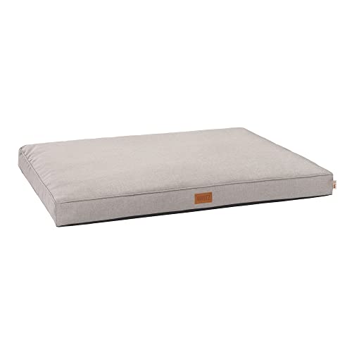 MSS e.K. Hundebett Home Mattress 100 x 75 cm L in Beige Hundekorb mit abnehmbaren Velours-Bezug und weicher Polsterung waschbares Hundekissen 100 x 75 x 10 cm Hundematte Hundesofa Welpenbett von MSS e.K.