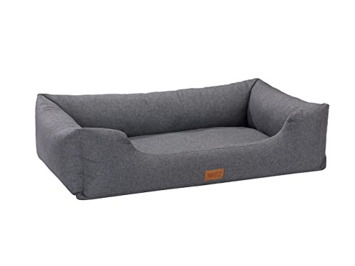 MSS e.K. Hundebett Sofa 105 x 75 cm XL in Anthrazit Hundekorb mit abnehmbaren Velours-Bezug und weicher Polsterung waschbares Hundekissen 105 x 75 x 27 cm Hundematte Hundesofa Welpenbett Grosse Hunde von MSS e.K.