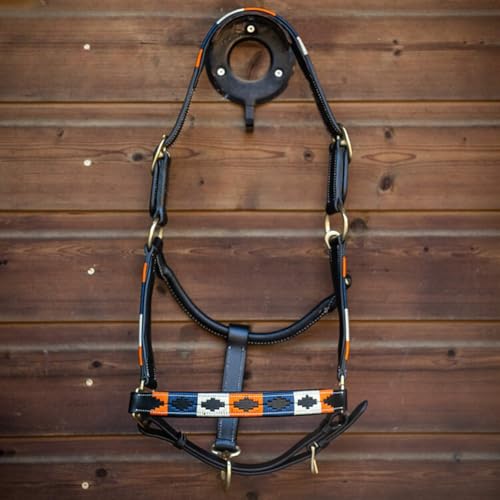 MTB Equestrian Polo-Print Halfter (Full, Orange White Blue) von MTB Equestrian