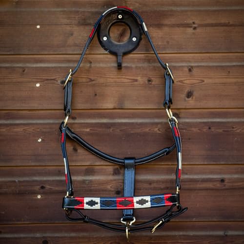 MTB Equestrian Polo-Print Halfter (Full, Red White Blue) von MTB Equestrian